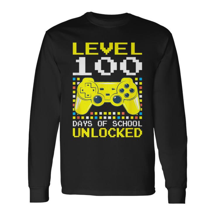 Level 100 Days Of School Unlocked Gamer Video Games Boy Girl Long Sleeve T-Shirt