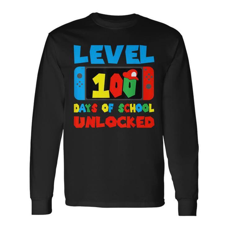 Level 100 Days Of School Unlocked Video Games Boys Gamer Long Sleeve T-Shirt