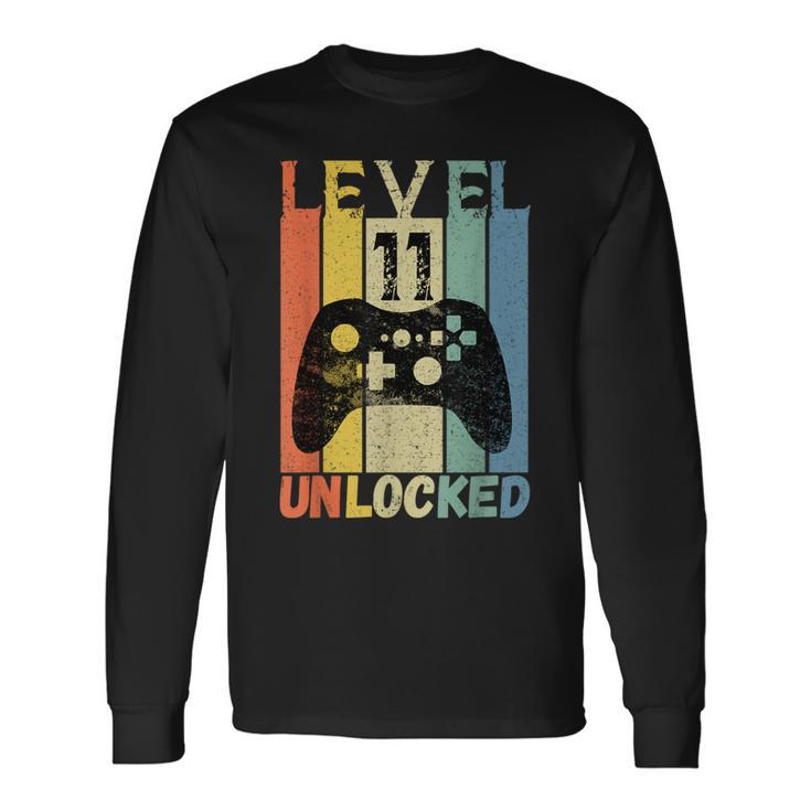 Level 11 Unlocked Birthday Gamer Boys Video Game Long Sleeve T-Shirt