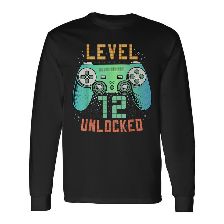 Level 12 Unlocked 12Th Birthday Gamer 12 Year Old Boys Long Sleeve T-Shirt