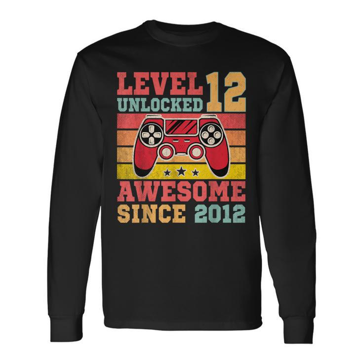 Level 12 Unlocked Vintage Video Game 12Th Birthday Gamer Long Sleeve T-Shirt