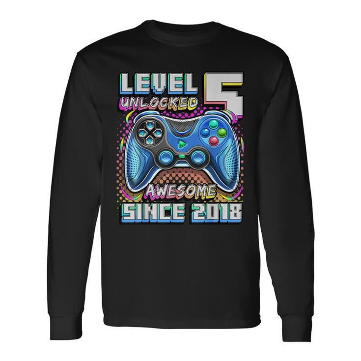 Level 5 Unlocked Awesome 2018 Video Game 5Th Birthday Long Sleeve T-Shirt