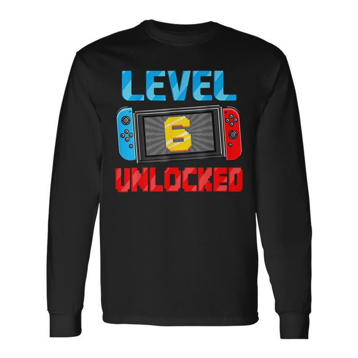 Level 6 Unlocked Gamer 6Th Birthday Video Game Boys Long Sleeve T-Shirt