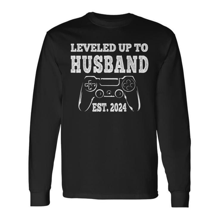 Leveled Up To Husband 2024 Newlywed Groom Just Married Gamer Long Sleeve T-Shirt Gifts ideas