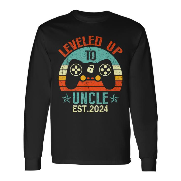I Leveled Up To Uncle 2024 Soon To Be Uncle Fathers Day Long Sleeve T-Shirt