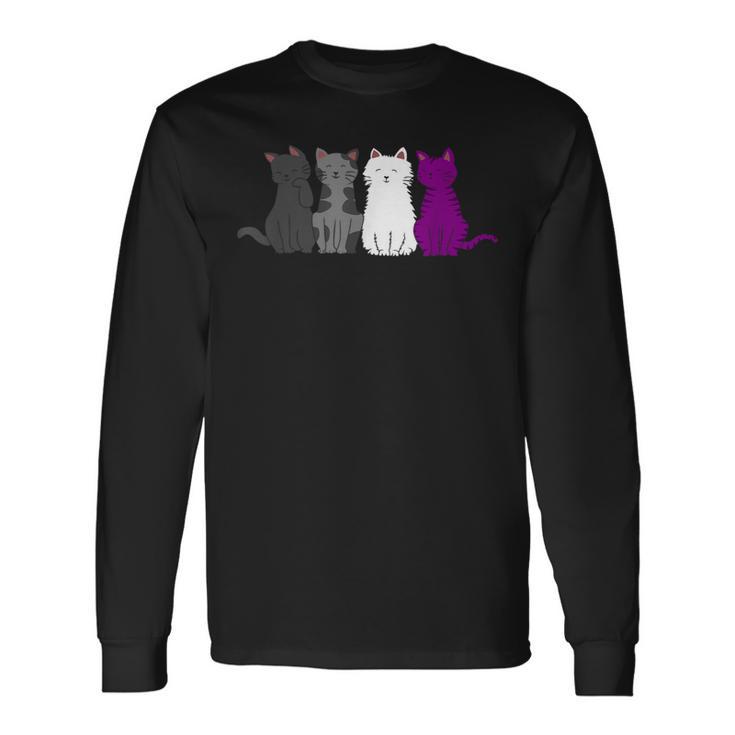 Lgbt Pride Cat Animal Ace Flag Asexuality Demisexual Asexual Long Sleeve T-Shirt Gifts ideas