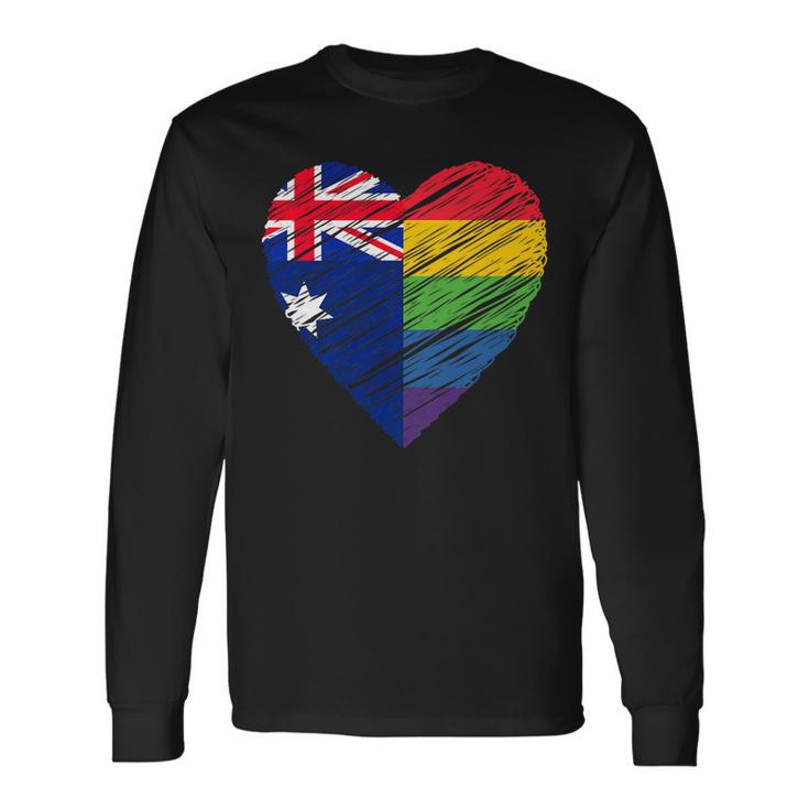 Lgbtq Australia Gay Pride Heart For Gay Lesbian Love Lgbt Long Sleeve T-Shirt