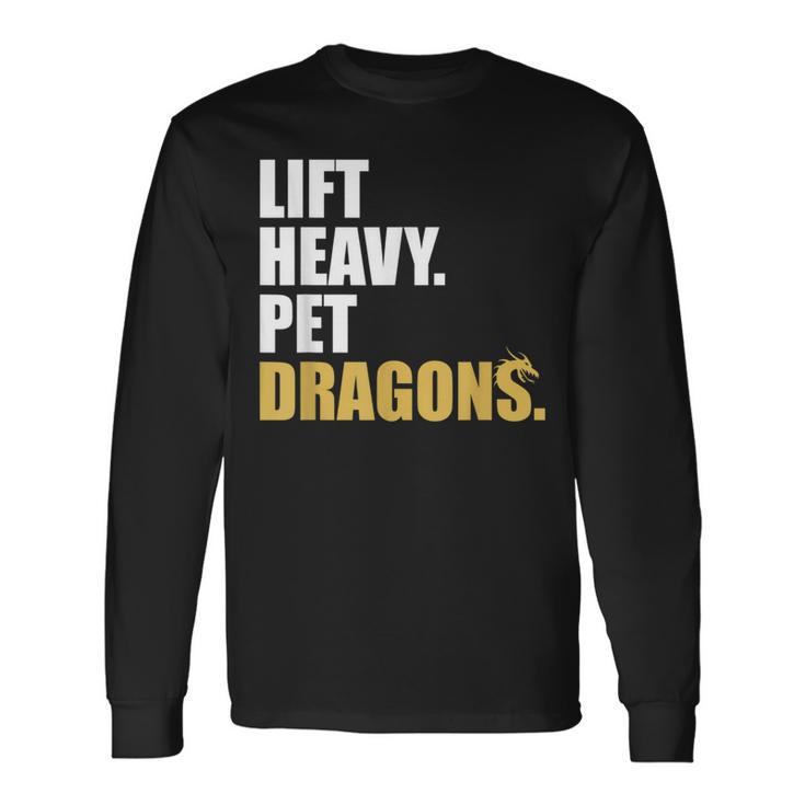 Lift Heavy Pet Dragons Vintage Weightlifting Deadlift Long Sleeve T-Shirt