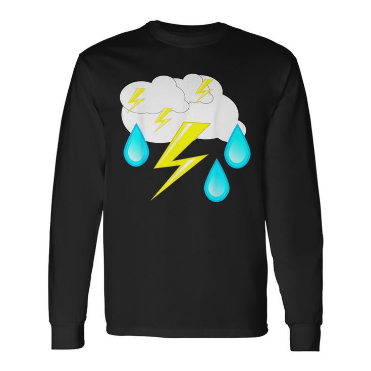 Lightning Bolts Rain Drops Thunder Storm Cloud Costume Long Sleeve T-Shirt