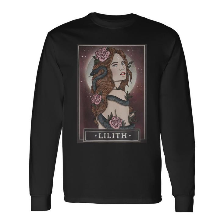 Lilith Goddess Tarot Card Book Of Shadows Long Sleeve T-Shirt