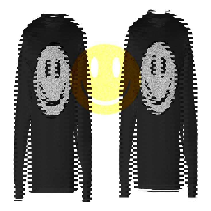 Linda Cara Sonriente Amarilla Cara Sonriente Cara Feliz Ropa Camiseta de manga larga