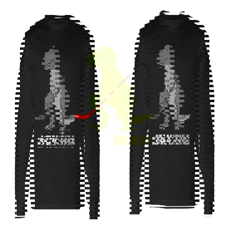Lindo Dinosaurio Hockey Sobre Hielo Dinosaurio Hockeysaurus Camiseta de manga larga Ideas de regalos