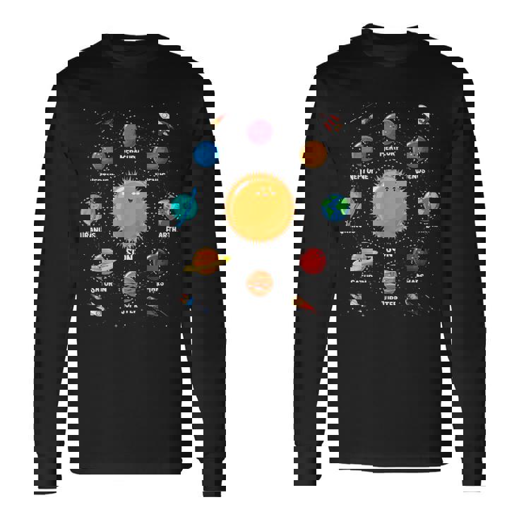 Lindo Sistema Solar De Planetas Coloridos Regalo Para Niños Camiseta de manga larga