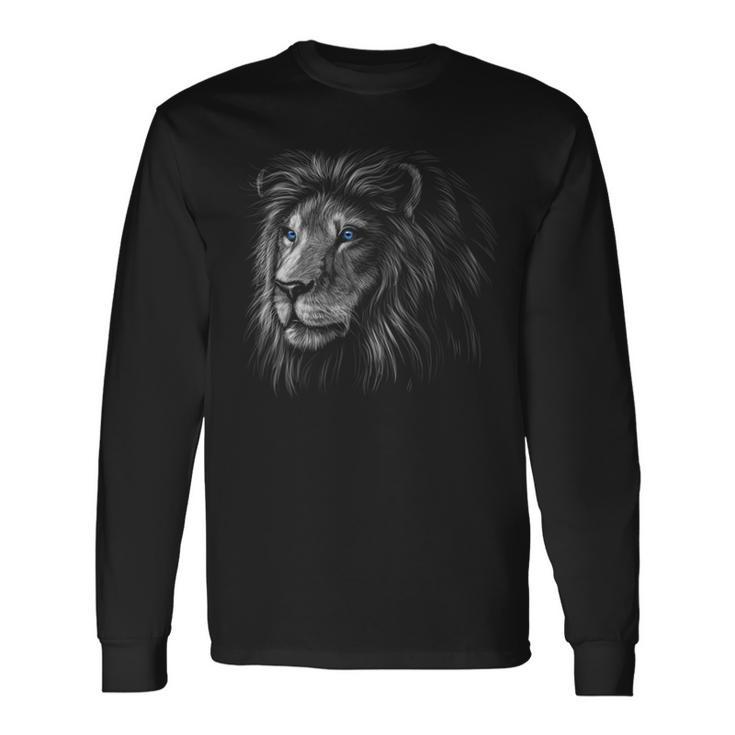Lion Apparel Hand Drawing Game Day Vintage Detroit Long Sleeve T-Shirt