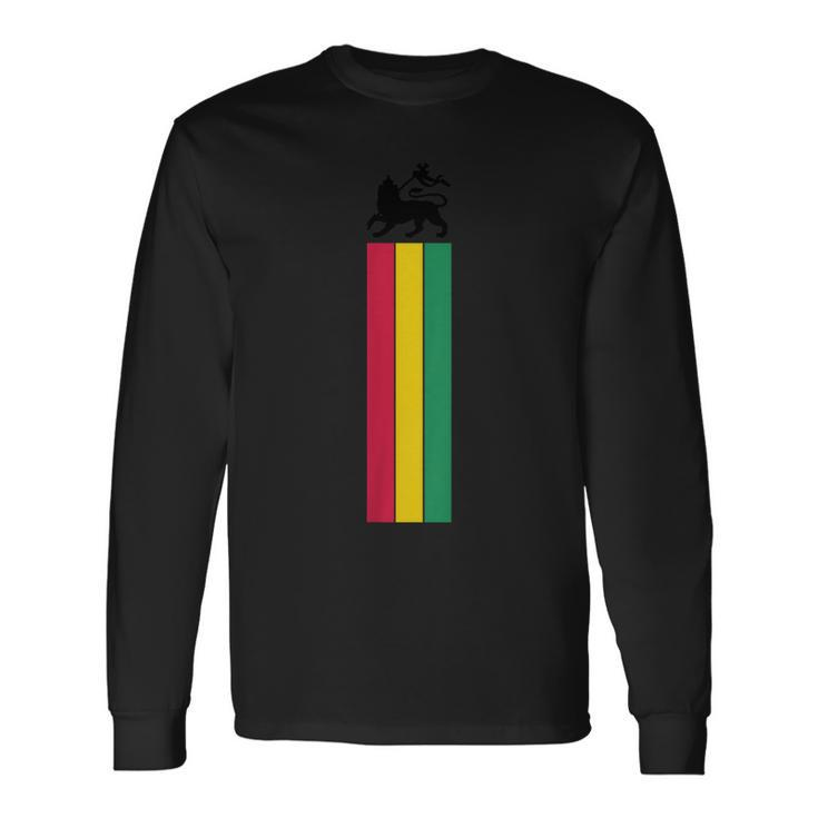Lion Of Judah Reggae Music Jamaica Ethiopian Flag Vintage Long Sleeve T-Shirt