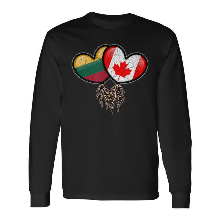 Lithuanian Canadian Flags Inside Hearts With Roots Long Sleeve T-Shirt Gifts ideas