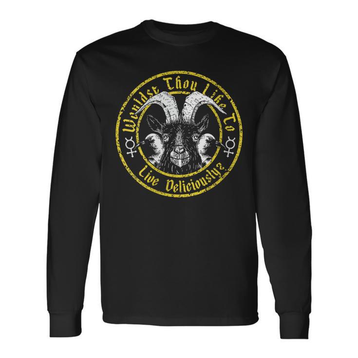 Live Deliciously Vintage Cartoon Goat Black Phillip Long Sleeve T-Shirt