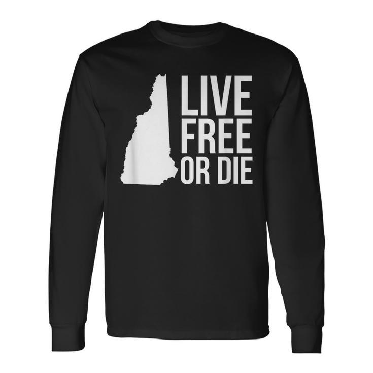 Live Free Or Die Nh Motto New Hampshire Map Long Sleeve T-Shirt