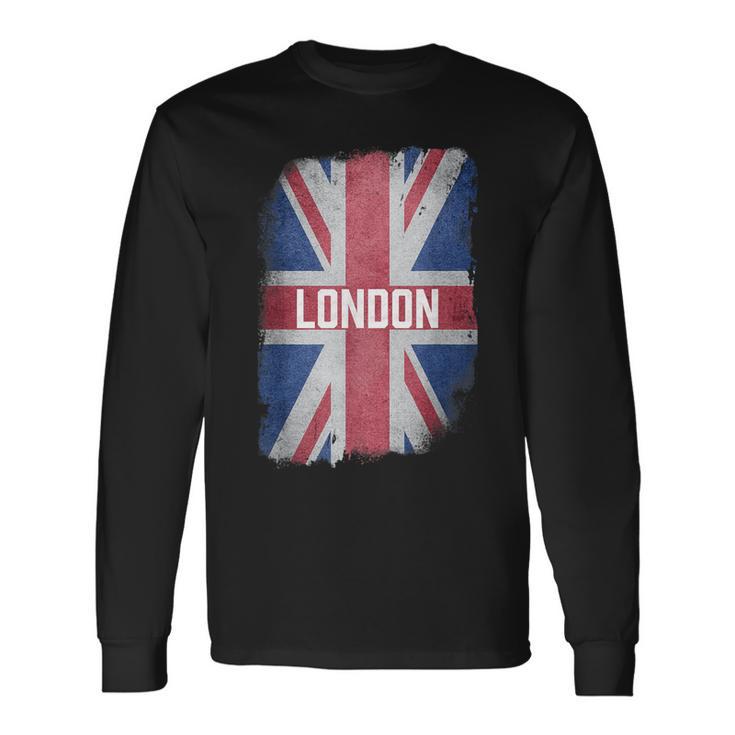 London United Kingdom British Flag Vintage Uk Souvenir Long Sleeve T-Shirt Gifts ideas