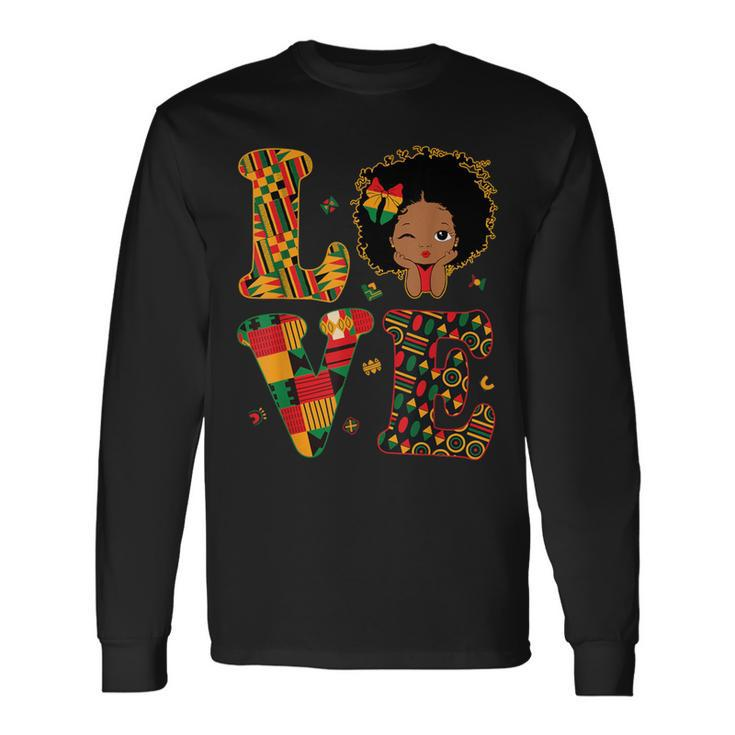 Love African Kente Toddler Girls Black History Month Proud Long Sleeve T-Shirt