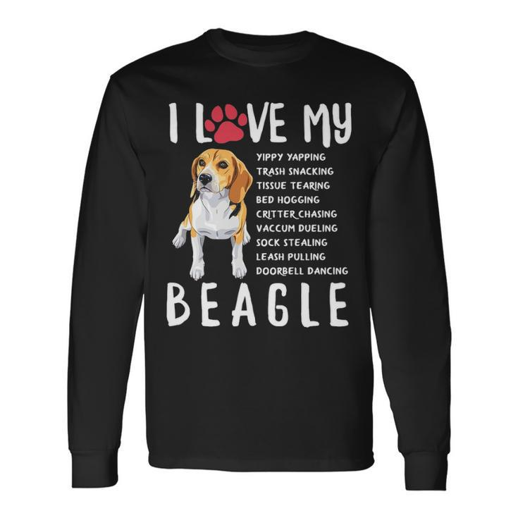 I Love My Beagle  Beagle Lover Gif Long Sleeve T-Shirt