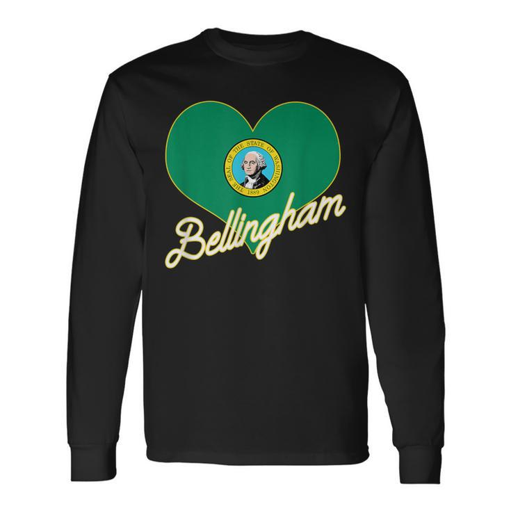 I Love Bellingham Washington Heart State Flag Hometown Pride Long Sleeve T-Shirt