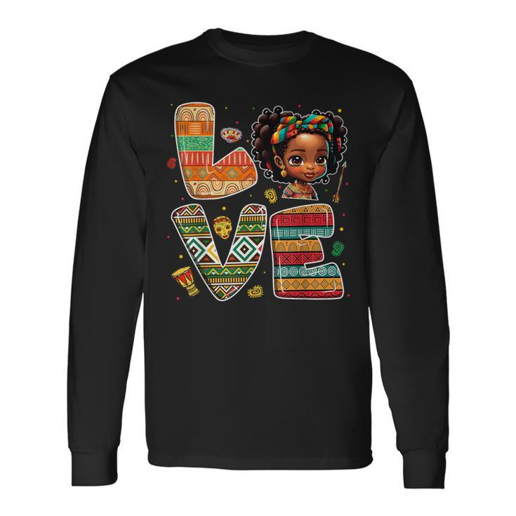 Love Black History Month Strong African Toddler Girls Long Sleeve T-Shirt