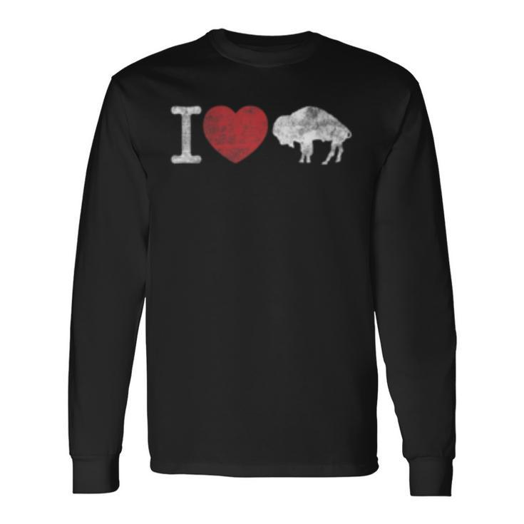 I Love Buffalo Vintage Buffalo With Bison Long Sleeve T-Shirt