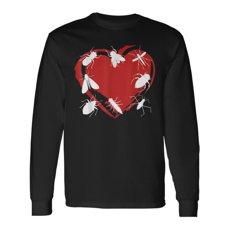 I Love Bugs Insects Creatures Flies Beetles Heart Long Sleeve T-Shirt
