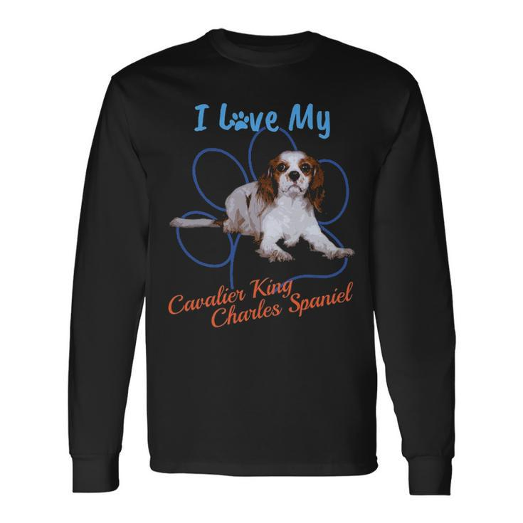 I Love My Cavalier King Charles Spaniel Dog Lover Paw T Long Sleeve T-Shirt