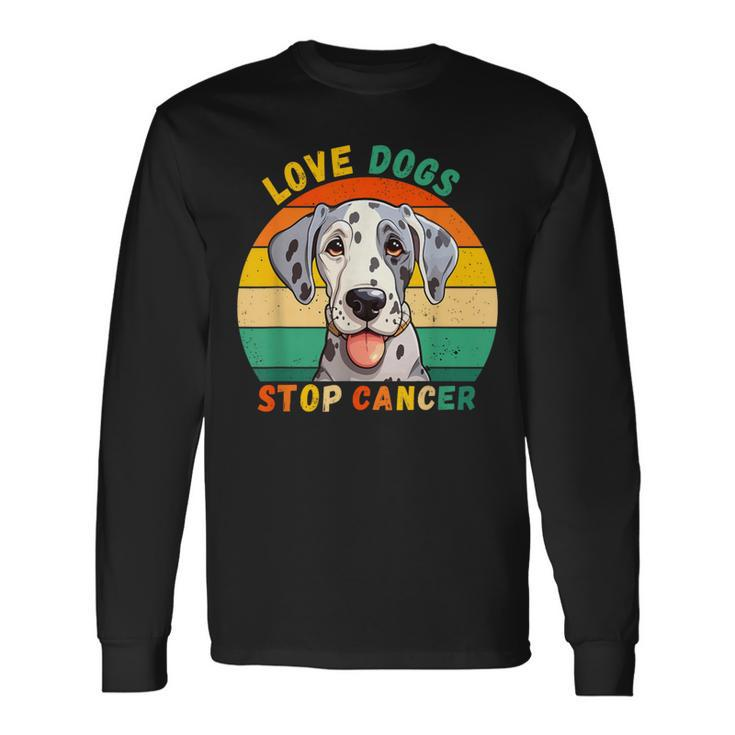 Love Dogs Stop Cancer Vintage Dog Dalmatien Cancer Awareness Long Sleeve T-Shirt
