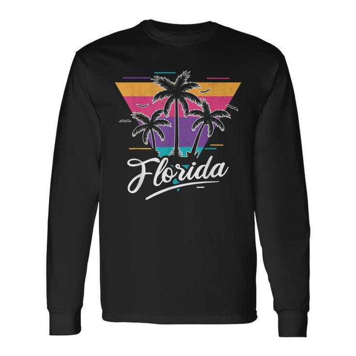 Love Florida Vintage Sunset Style Idea 80S Long Sleeve T-Shirt