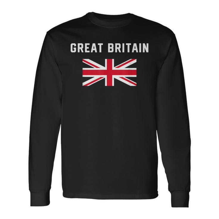 I Love Great Britain Minimalist Uk Flag Long Sleeve T-Shirt