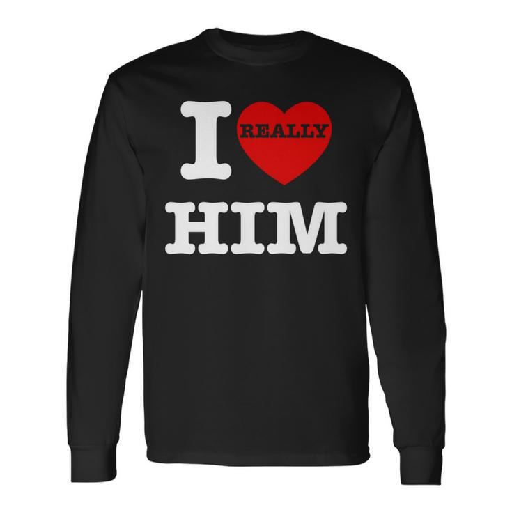 I Love Him I Heart Him Vintage For Couples Matching Long Sleeve T-Shirt Gifts ideas