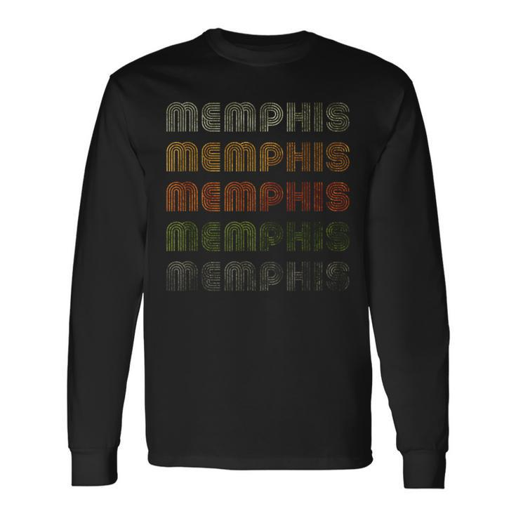 Love Heart Memphis GrungeVintage Style Black Memphis Long Sleeve T-Shirt