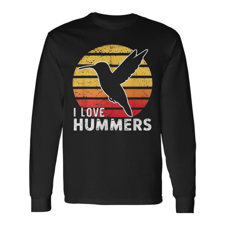 I Love Hummers Bird Vintage Sunset Colibri Long Sleeve T-Shirt