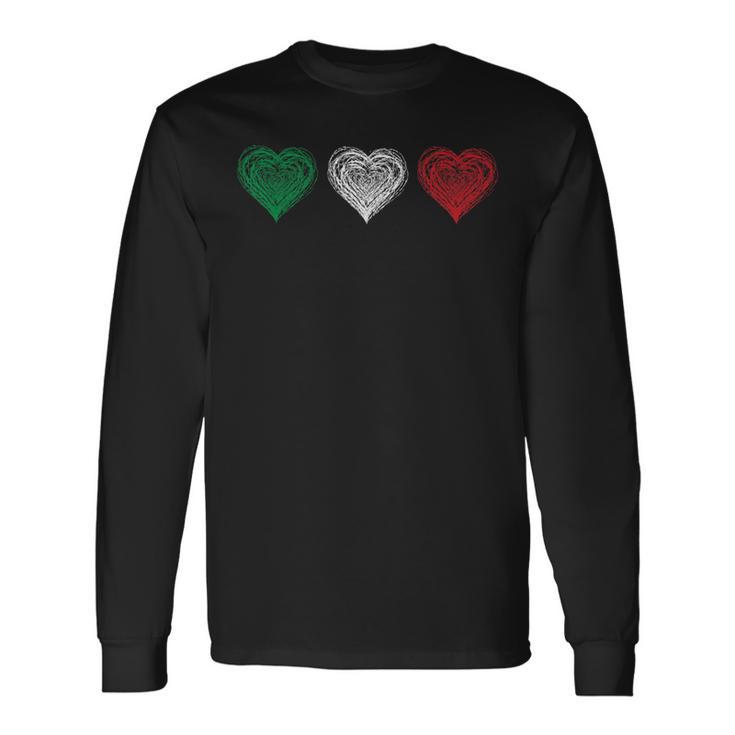 Love Italia Flag Hearts Italy Italian Italiano Long Sleeve T-Shirt