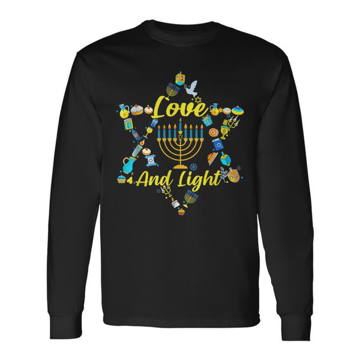 Love And Light Hanukkah Jew Menorah Jewish Chanukah Long Sleeve T-Shirt