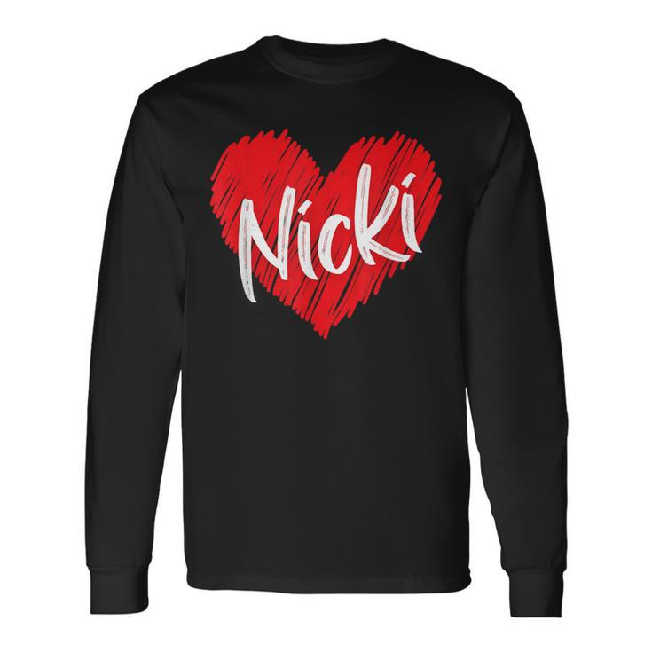 I Love Nicki Heart Personalized Name Nicki Long Sleeve T-Shirt