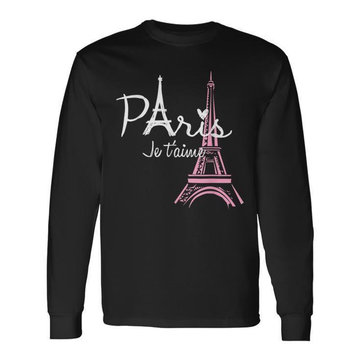 I Love Paris Eiffel Tower France French Souvenir Long Sleeve T-Shirt