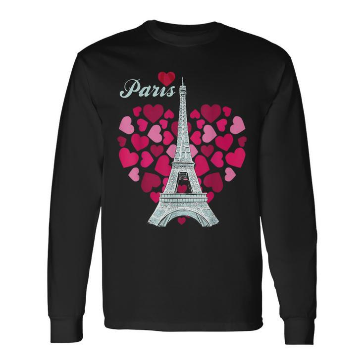 Love Paris Heart Eiffel Tower Souvenir France French Love Long Sleeve T-Shirt Gifts ideas