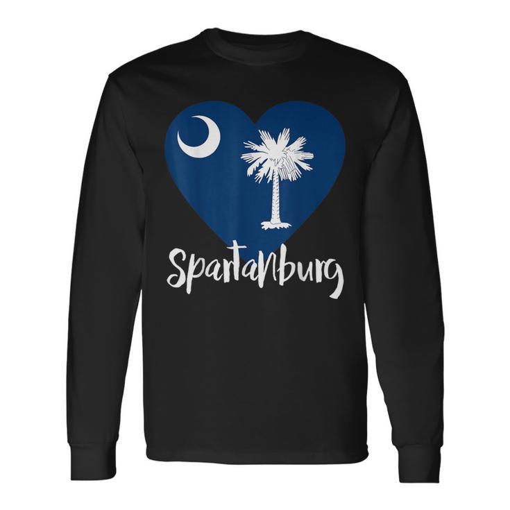 I Love Spartanburg South Carolina City Sc Flag Heart Long Sleeve T-Shirt