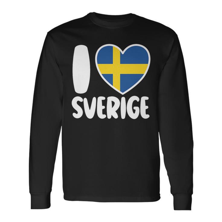 Love For Sweden Sverige Heart Flag Nordic Pride Long Sleeve T-Shirt