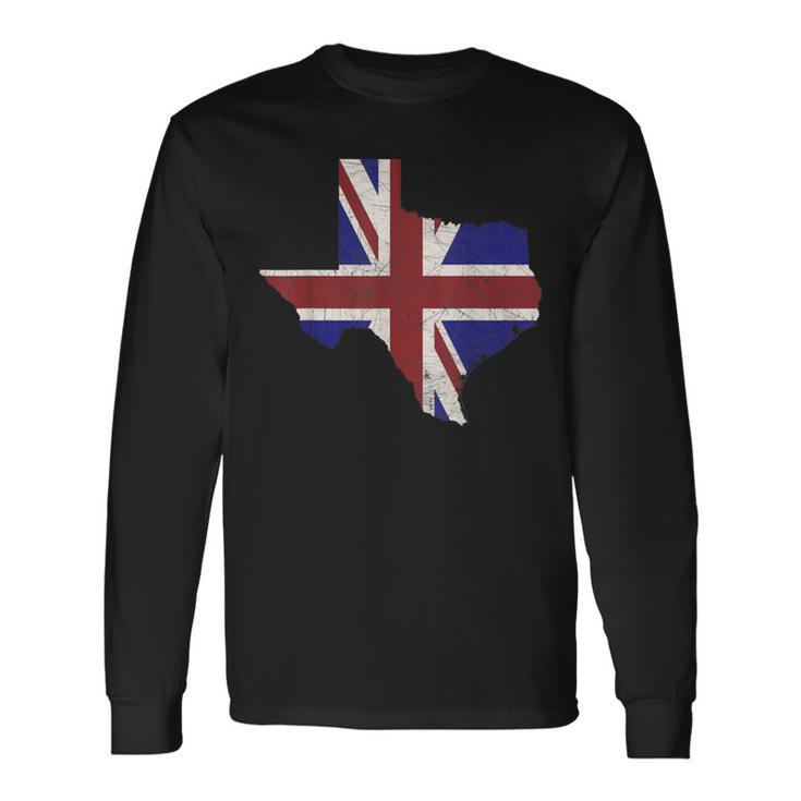 I Love Uk Texas Loves England British American In Tx Long Sleeve T-Shirt