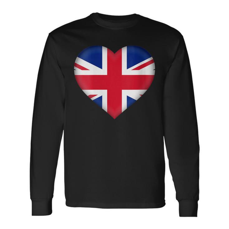 I Love United Kingdom Uk British Flag Heart Outfit Long Sleeve T-Shirt