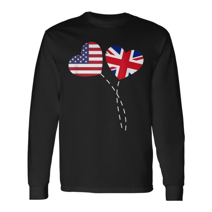 Loving Usa United Kingdom Flag Heart British Americans Love Long Sleeve T-Shirt Gifts ideas