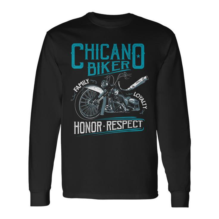 Lowriders Motorcycle Biker Custom Chicano Vintage Mexican Long Sleeve T-Shirt
