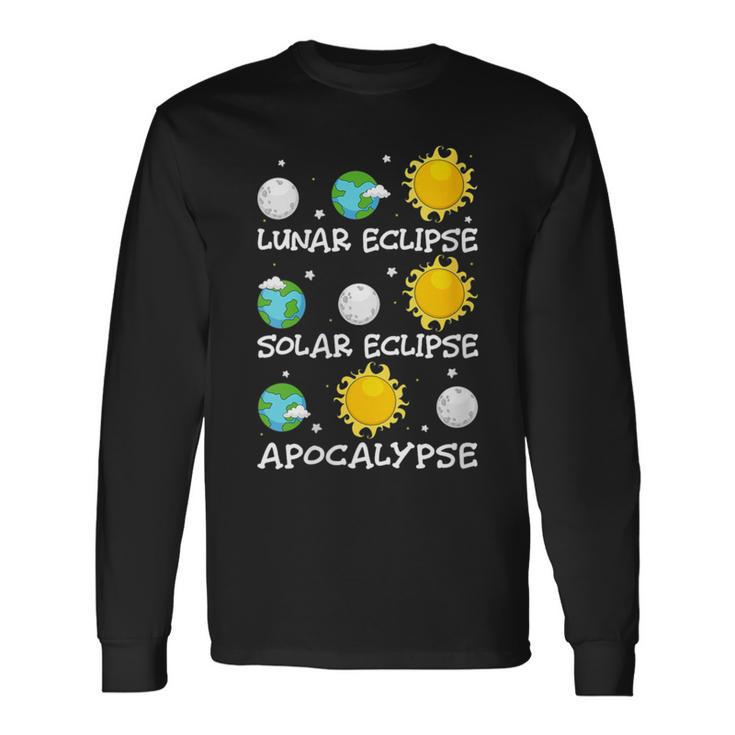 Lunar Eclipse Solar Eclipse 2024 And Apocalypse April 08 24 Long Sleeve T-Shirt
