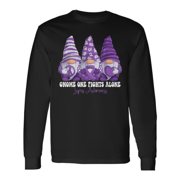 Lupus Awareness Month Purple Ribbon Gnomies Support Long Sleeve T-Shirt Gifts ideas