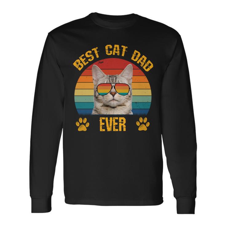 Lustige Katzeatertag Retrointage Papa Best Cat Dad Ever Langarmshirts Geschenkideen